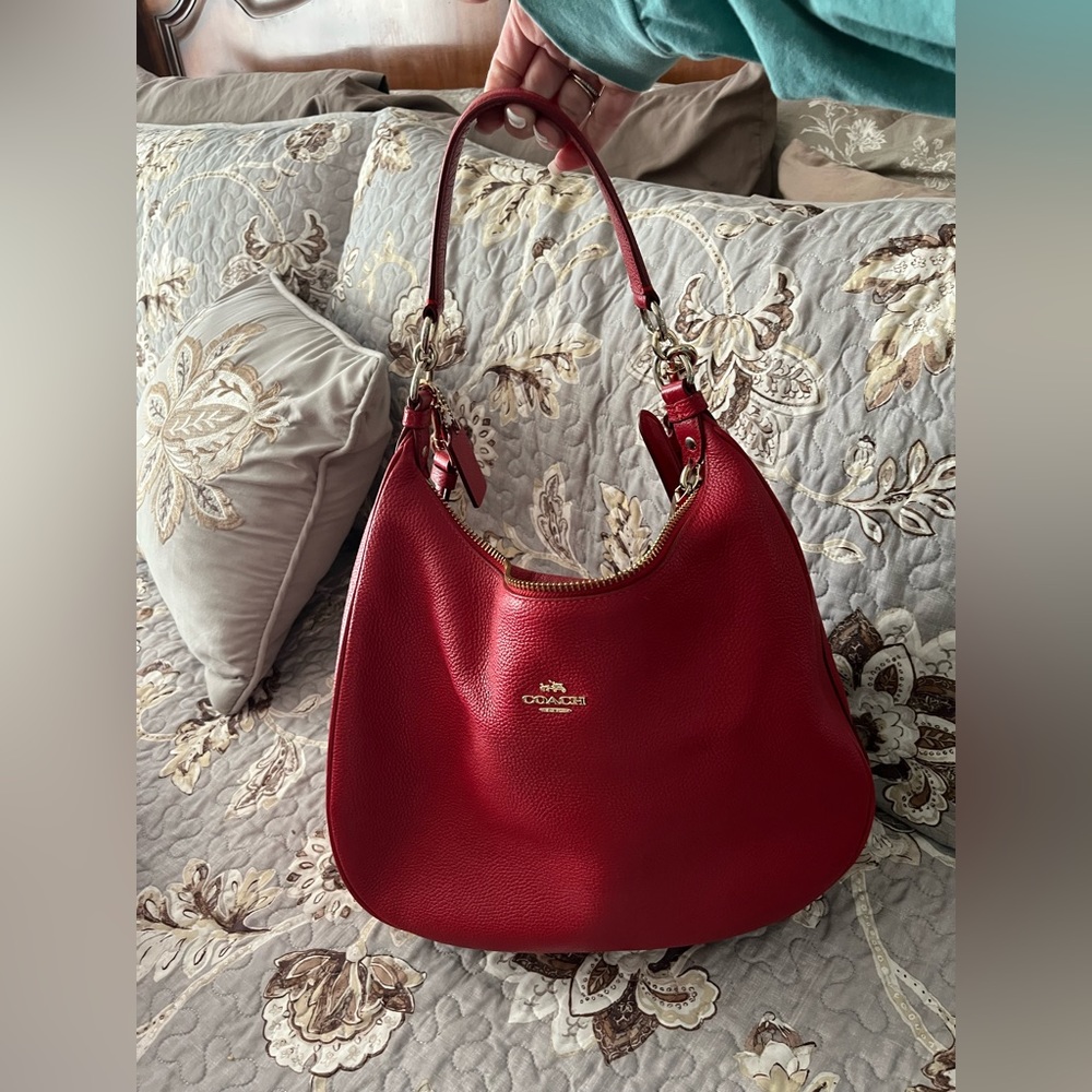 Beautiful Red leather Coach purse with matching wallet